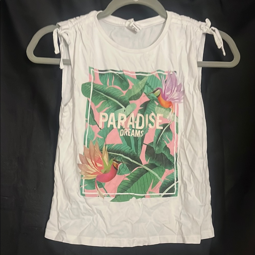 Paradise Dreams Kids White Graphic Top